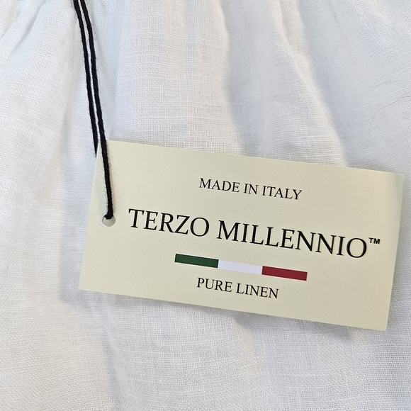 Terzo Millennio White Linen Ruffled Peplum Lightweight Blouse Made In Italy M - Picture 4 of 10